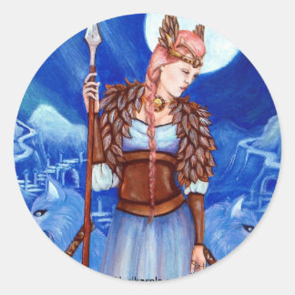 Sticker Rond Déesse Freya Norse