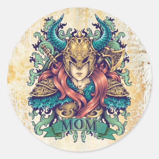 Sticker Rond Déesse guerrière Maman ID500 (Devant)