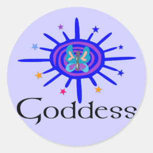 Sticker Rond Déesse Sun et étoiles