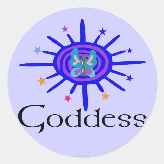Sticker Rond Déesse Sun et étoiles (Devant)