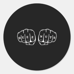 Sticker Rond Deez Nuts Funny Knuckks Tattoo