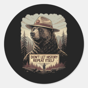 Sticker Rond Défendre la démocratie - Ne laissez pas l'histoire