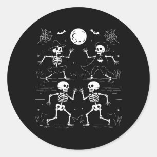 Sticker Rond Défi de danse des squelettes dansants Halloween po
