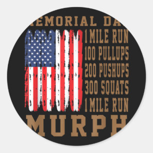 Sticker Rond défi Murph jour férié de la mémoire américain Murp