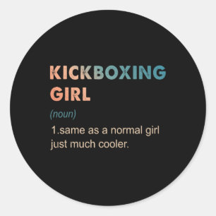 Sticker Rond Définition de fille de kickboxing Amusant amateur
