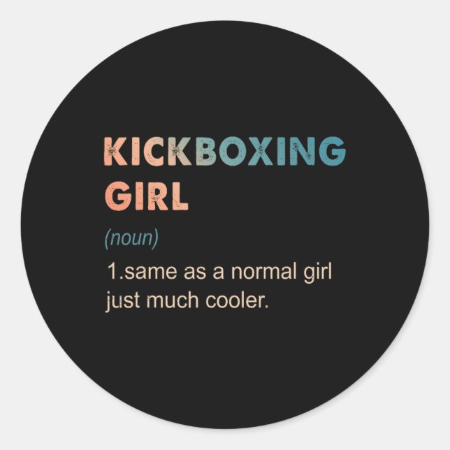 Sticker Rond Définition de fille de kickboxing Amusant amateur  (Devant)