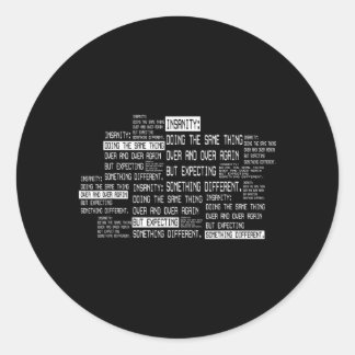Sticker Rond Définition de la folie humour ironique drôle