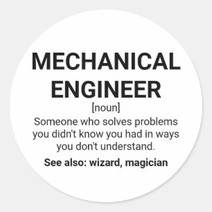 Sticker Rond Définition de l'ingénieur mécanique Noun