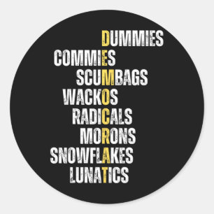 Sticker Rond Définition démocrate Conservateur Républicain Anti