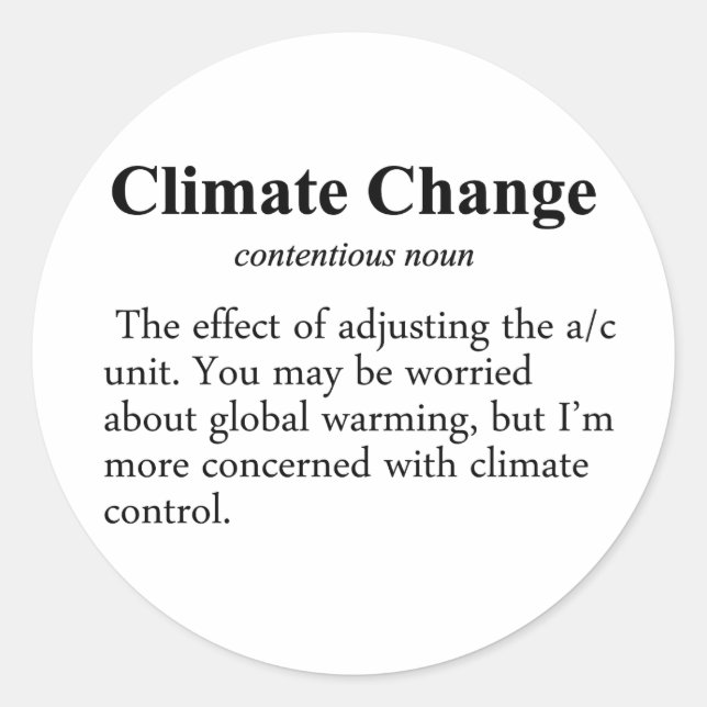 Sticker Rond Définition du changement climatique (Devant)