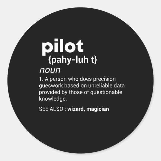 Sticker Rond Définition du pilote Avion Jet Aviation (Devant)