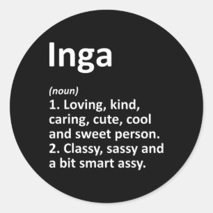 Sticker Rond Définition Inga Nom Personnalisé Cadeau Drôle Anni