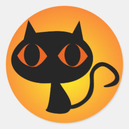 Sticker Rond Dégradé orange noir Kitty