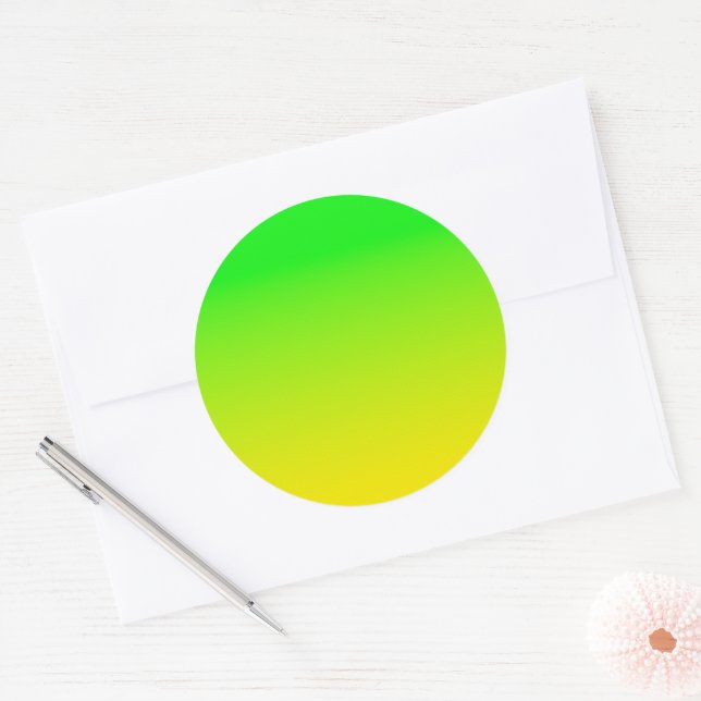Sticker Rond Dégradé vert et jaune du néon (Enveloppe)