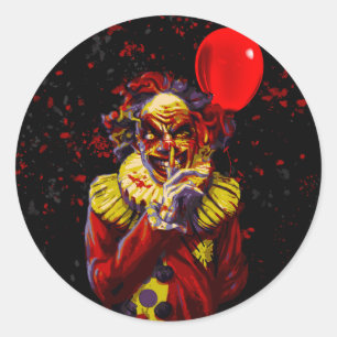 Sticker Rond Déguisement de clown effrayant pour soirée d'Hallo