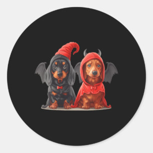 Sticker Rond Déguisement de diable pour femmes pour chiens teck