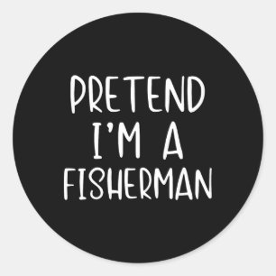 Sticker Rond Déguisement de pêcheur prétendu simple et amusant