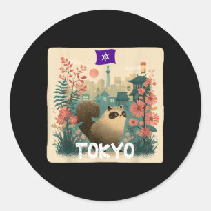 Sticker Rond Déguisement de Raton Laveur Animal Toxyko Drôle po