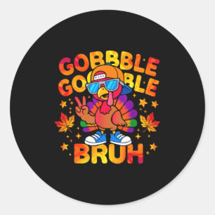 Sticker Rond Déguisement drôle de dindon de Thanksgiving Bruh p