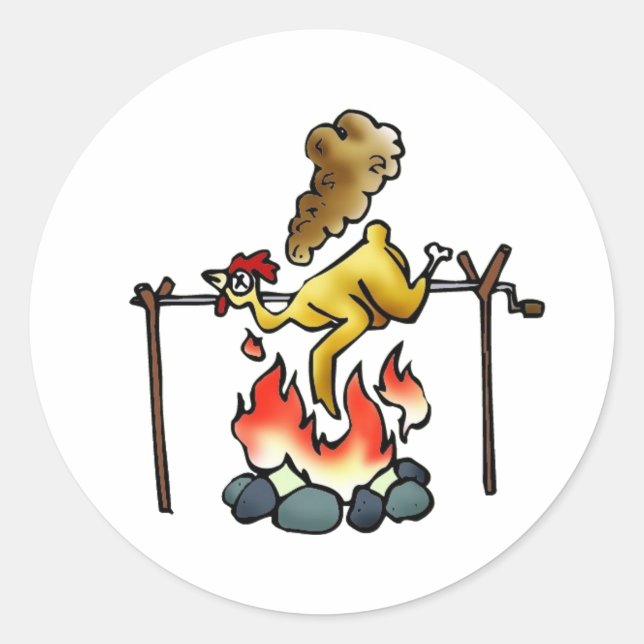 Sticker Rond Dégustation de poulet à la broche (Devant)