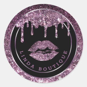 Sticker Rond Dégustation violette foncée luxueuses lèvres cla