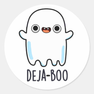 Sticker Rond Deja Boo Funny Ghost Pun