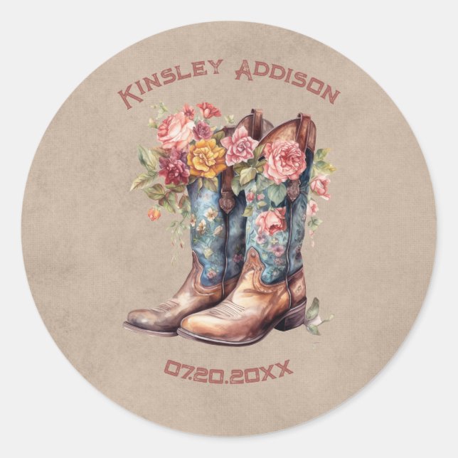 Sticker Rond Déjeuner de Boot et Champagne pour une Mariée (Devant)
