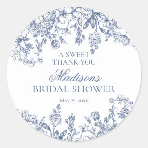 Sticker Rond Déjeuner de mariage floral vintage chinoiserie ble