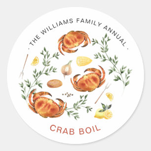 Sticker Rond Déjeuner d'été de crabes bouillis   Cuisine extéri