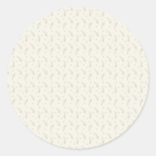 Sticker Rond Délicat Lavande et Abeille à Miel Dessin Botanique