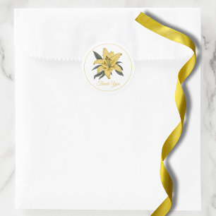 Sticker Rond Délicat Merci Lily Or