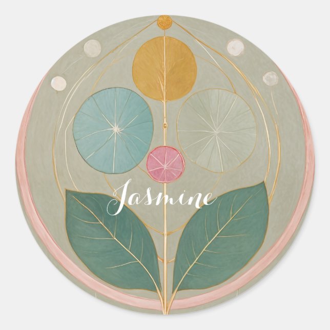 Sticker Rond Délicat Whimsy : Fleur Pastel Abstraite (Devant)