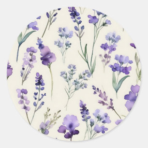 Sticker Rond Delicate Lavender Dream aquarelle Floral