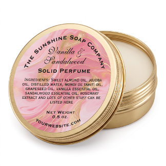 Sticker Rond Delicate Pink & Gold Marbled Solid Perfume Label