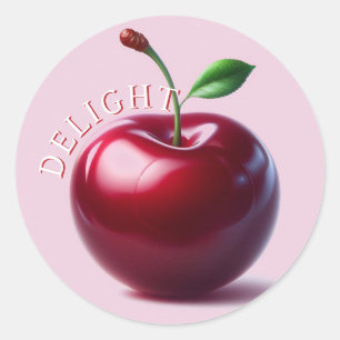 Sticker Rond Délice de Cerise Rouge Brillante