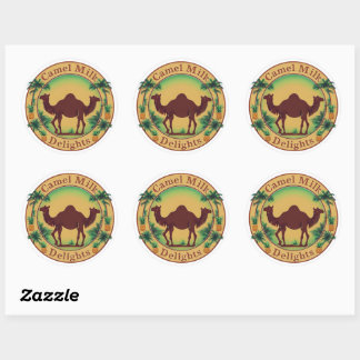 Sticker Rond Délices de lait de chameau-Tropical Camel Palm Pin