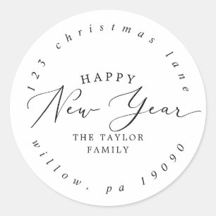 Sticker Rond Delicy Happy New Year Circular Return Adresse