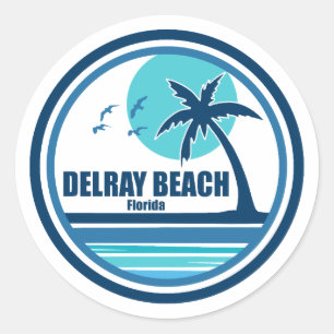 Sticker Rond Delray Beach Floride Palm Tree Birds
