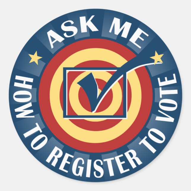 Sticker Rond Demandez-moi comment m'inscrire pour voter (Devant)