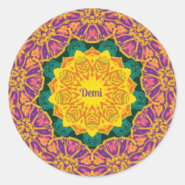 Sticker Rond DEMI ~ Fleurs de Noël brillantes