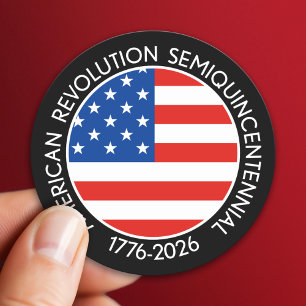 Sticker Rond Demi-millénaire américain 1776-2026 Drapeau USA 25