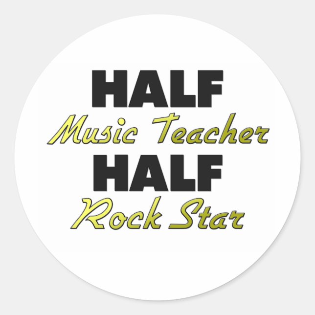 Sticker Rond Demi-Music Enseignant Demi-Rock Star (Devant)