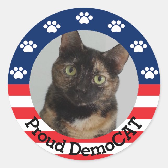 Sticker Rond DémoCAT personnalisable (Devant)