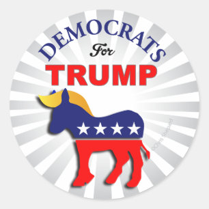 Sticker Rond DÉMOCRATES POUR TRUMP ! ! Trumpocrates ! Intervert