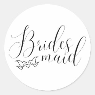 Sticker Rond Demoiselle d'honneur - Calligraphie Tourtereaux de