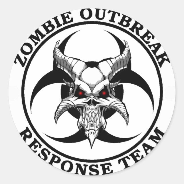 Sticker Rond Démon de risque biologique d'éclosion de zombie (Devant)