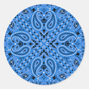 Sticker Rond Denim Blue Paisley Western Bandana Scarf