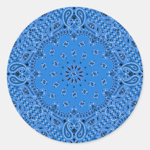 Sticker Rond Denim Blue Paisley Western Bandana Scarf
