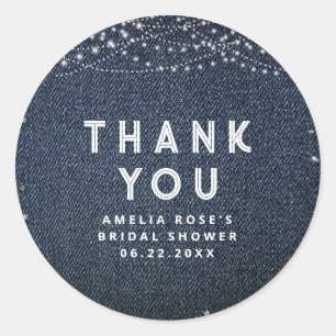 Sticker Rond Denim Diamonds Rustic Lights Élégant Merci