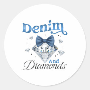 Sticker Rond Denim Et Diamants Arc Dames Filles Femmes 